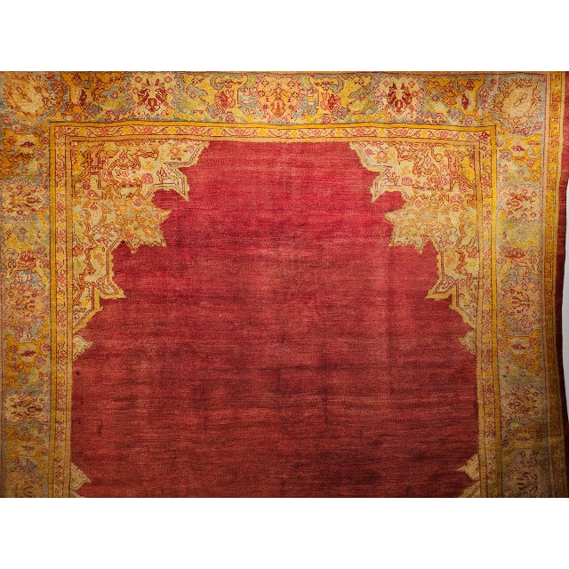 Antique Turkish Oushak Room Size Rug, Handwoven Wool, Red & Yellow, 10' x 12' For Sale - Image 15 of 16