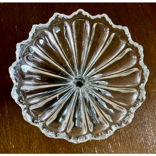 Antique Art Nouveau Figural Floral Spelter and Scalloped Glass Centerpiece Tazza For Sale - Image 13 of 17