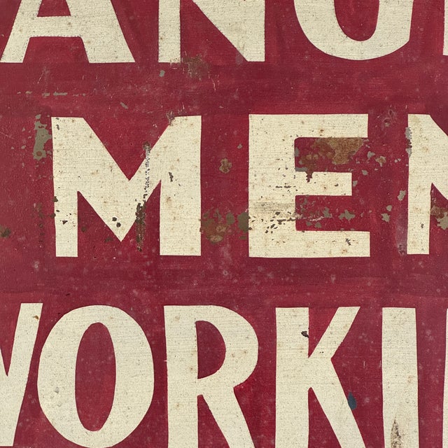 Mid 20th Century Vintage "Danger Men Working" Metal Red Painted Sign With Wood Frame For Sale - Image 5 of 8