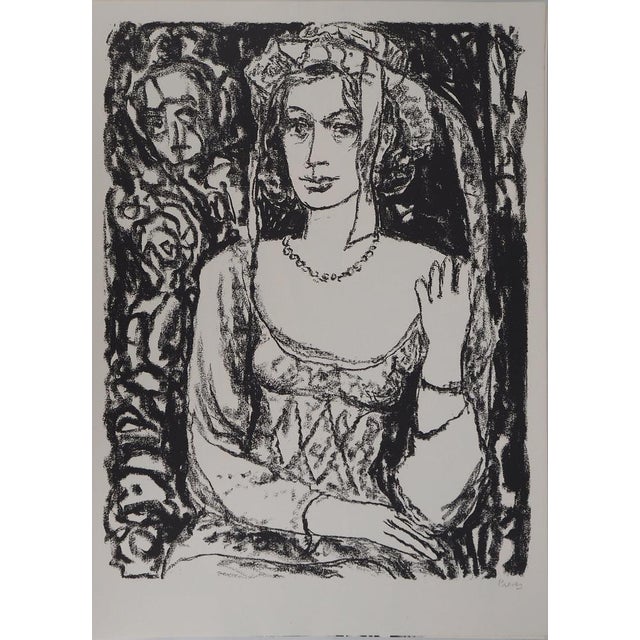 Leopoldo Presas, Young Woman with a Pearl Necklace, Lithograph For Sale - Image 7 of 7