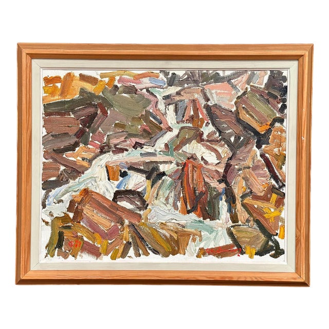 Olle Blomberg, Waterfall, 1972, Oil on Canvas, Framed For Sale