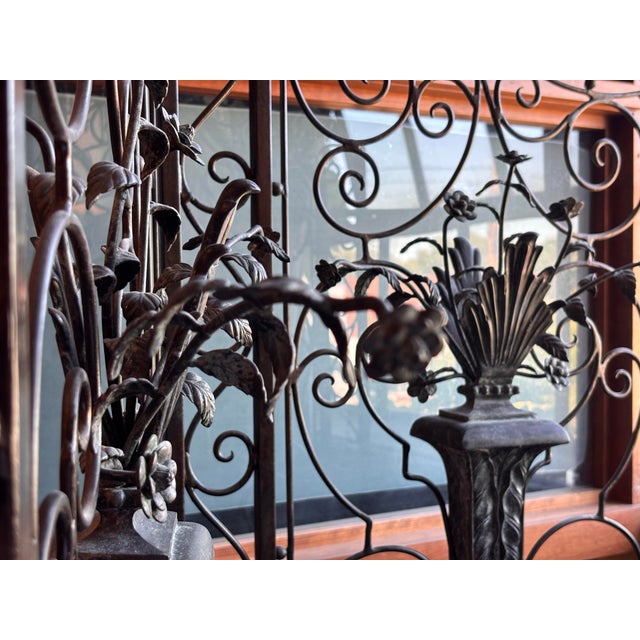 Vintage Wrought Iron Two Part Screen, Maitland Smith. For Sale - Image 11 of 11
