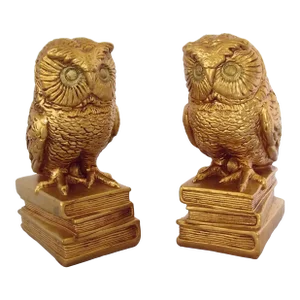 1960s Gilded Owl Bookends or Doorstops, Pair