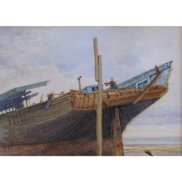 English 19th Century Antique English Shipwreck Painting Maritime Watercolor Listed Artist George Nattress, Framed For Sale - Image 3 of 5