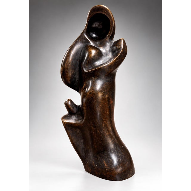 1950s Attribute to Henry Moore Upright Internal External Form Bronze Sculpture For Sale In New York - Image 6 of 10