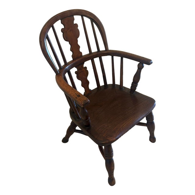 Antique Georgian Elm Children's Windsor Armchair, 1800 For Sale