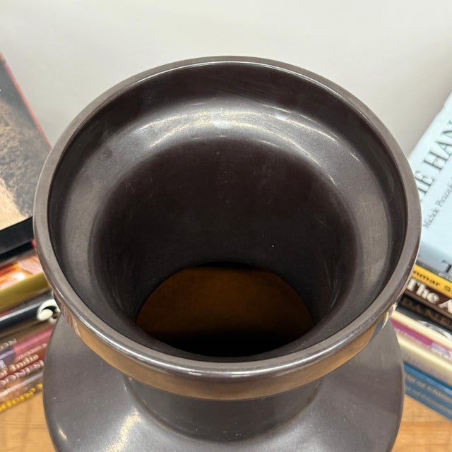 Black Charcoal Glaze Grey Ceramic Vase with Cylindrical Form For Sale - Image 8 of 10