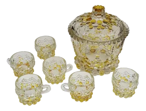 Elaborate Punch Bowl & Drinking Set with Crystal Ladle, Set of 8