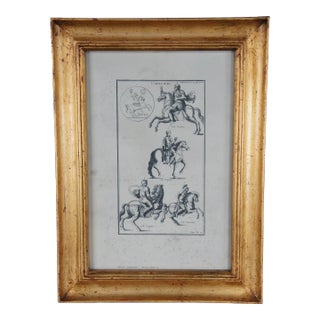 Trevor James Company Cavaliers Antiqued Etching Roman Horse Riding Framed 22" For Sale
