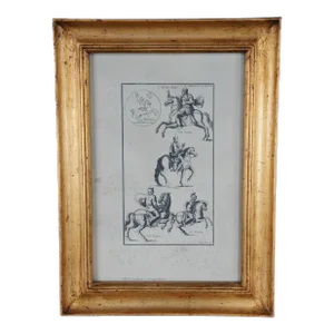 Trevor James Company Cavaliers Antiqued Etching Roman Horse Riding Framed 22"