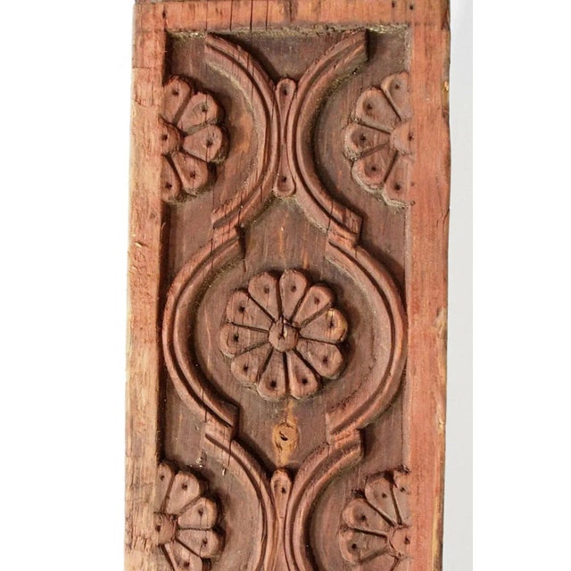 Antique Orient Hand-Carved Wooden Pillar Column, Swat Valley Pakistan, 1890s For Sale - Image 9 of 11