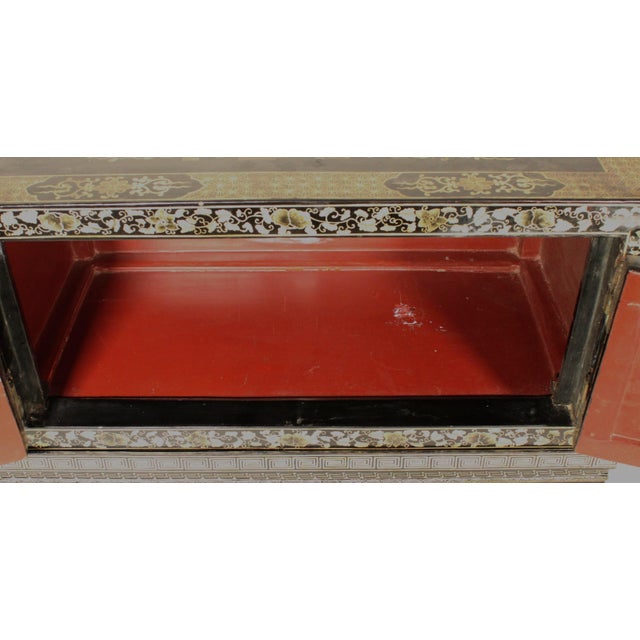 Black Chinese Black Lacquer and Gilt Decorated Trunk on Stand For Sale - Image 8 of 10