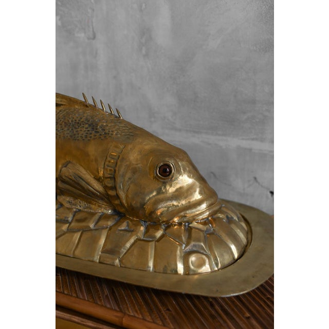 Metal Brass Fish Serving Tray, Set of 2 For Sale - Image 7 of 8