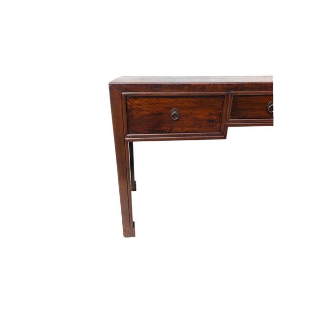Chinese 19th Century Chinese Elm 90" Long Writing Desk For Sale - Image 3 of 13