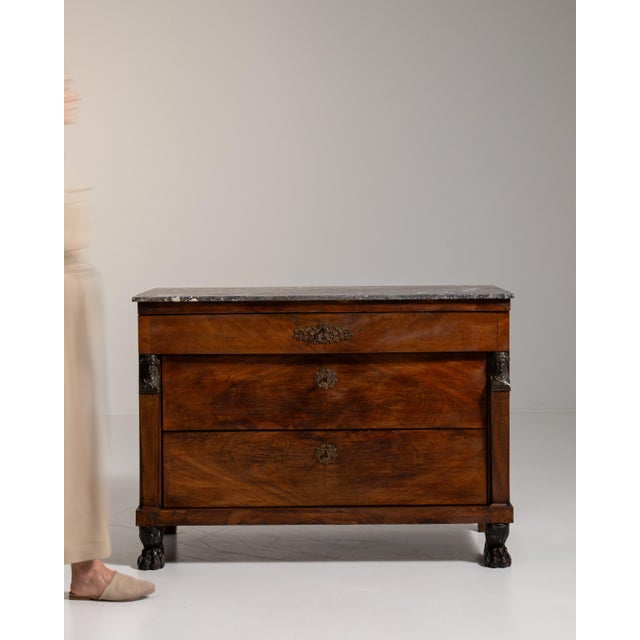 Antique French Empire Chest of Drawers With Marble Top, Circa 1820 For Sale - Image 13 of 15