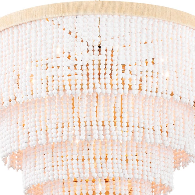 Coastal Living Waterfall White Bead Chandelier For Sale - Image 4 of 7