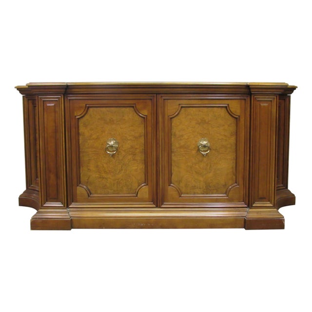 Vintage Traditional 80 In. Burled Wood Sideboard For Sale