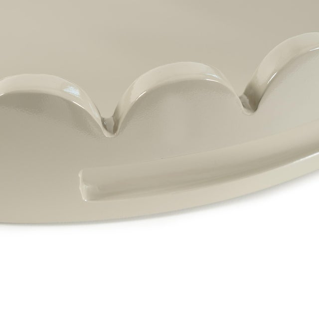 2020s Round Scalloped Riviera Tray - Taupe For Sale - Image 5 of 10