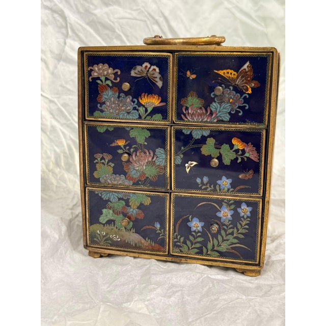 Late 19th Century Japanese Cloisonne Enamel Rare Six Drawer Jewelry Chest, Attributed to Inaba For Sale - Image 5 of 16