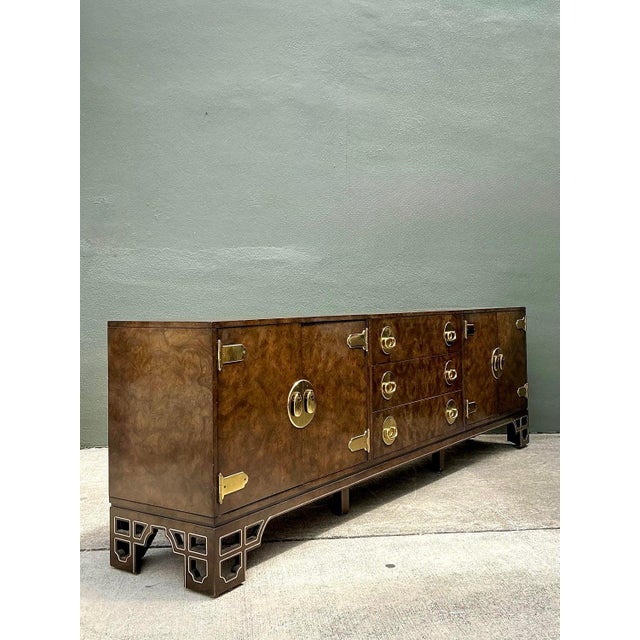 Coffee Vintage William Doezema for Mastercraft Burl Wood Medallion Credenza For Sale - Image 8 of 12