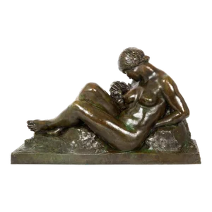 Rare French Modernist Bronze Sculpture of “Eve” (1937) by Aime Octobre