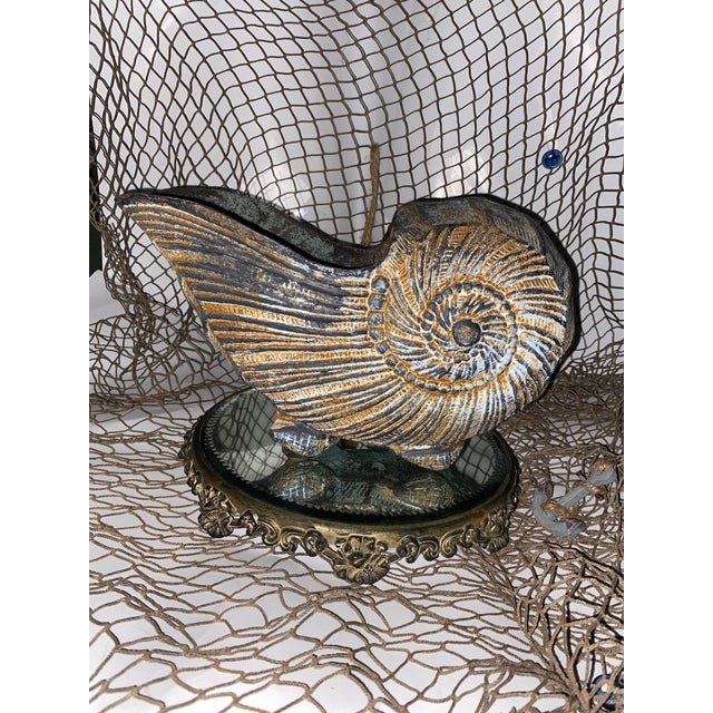 Metal Nautilus Shell Planter, Mid Century Modern. Cast Iron Nautilus Shell Planter. For Sale - Image 7 of 11