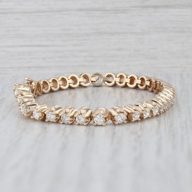3ctw Diamond Tennis Bracelet 14k Yellow Gold 6.5" 4.4mm For Sale - Image 9 of 9