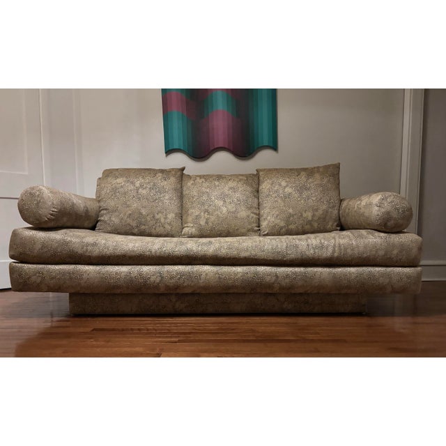 1990s Pair of Postmodern Sofas in Bronze Damask Fabric For Sale - Image 9 of 10