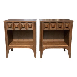 Mid Century Solid Walnut Nightstands - Pair For Sale