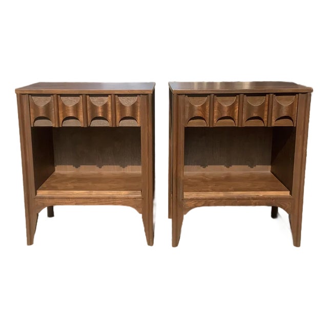 Mid Century Solid Walnut Nightstands - Pair For Sale