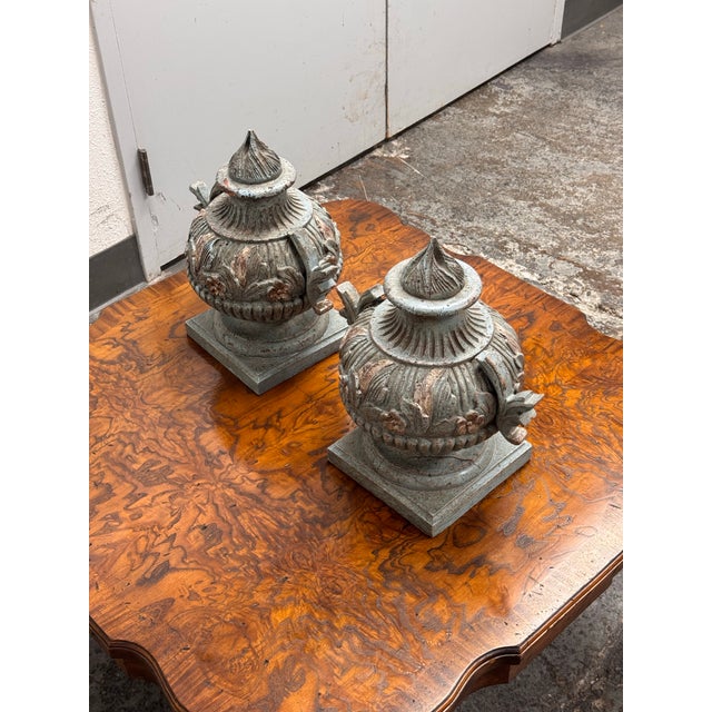 Late 20th Century Neoclassical Style Decorative Faux Urns, Pair For Sale - Image 5 of 12