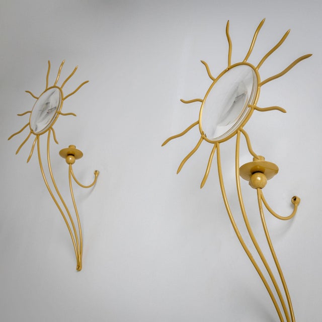 Metal Pair of André Dubreuil (*1951) ‘Soleil’ Wall Appliqués, France, Designed in 1987 For Sale - Image 7 of 12