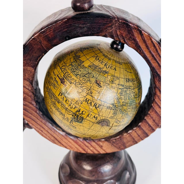 Vintage 1970s Desktop Nautical Globe Ship's Wheel For Sale - Image 4 of 7