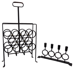 Brutalist Iron Magazine Rack and Candleholder, 1960s, Set of 2