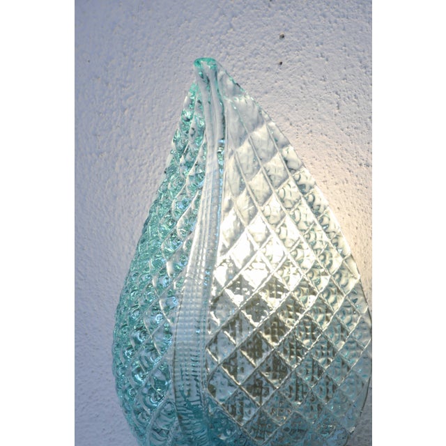 1950s Rare Wall Light Blue Jewel Murano Glass Leave by Barovier E Toso, -Set of 2 For Sale - Image 6 of 12