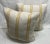 Pair of Pillow Covers Made with Schumacher Fabric Garden Strip Color Marigold, off white background with a yellow, pink,...