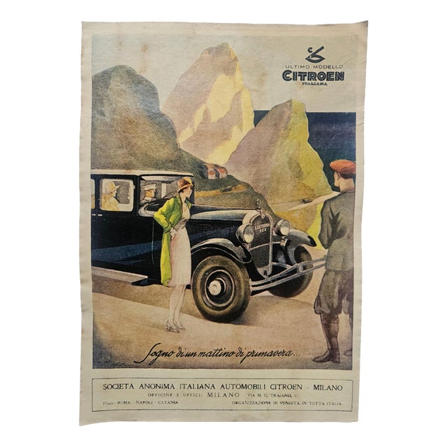 Vintage Art Deco Citroen Automobile Advertising Poster, 1930 For Sale