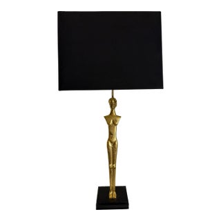 Stunning Arteriors Home Katie Lamp (Male) Brass With Black Shade and Iron Base For Sale