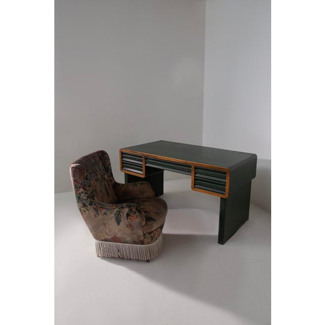 Rationalist Italian Desk in Green Metal For Sale - Image 10 of 11