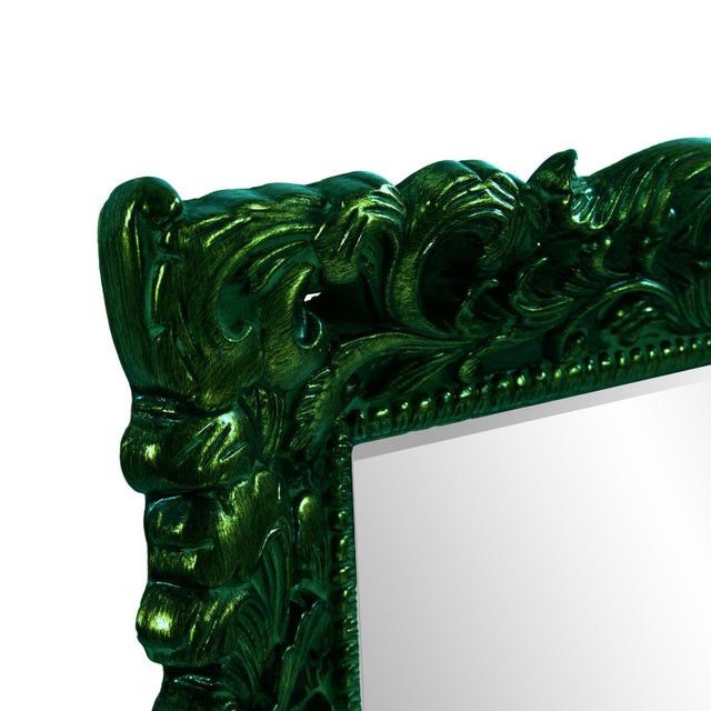 Textile Barcelona Mirror - Glossy Hunter Green For Sale - Image 7 of 10