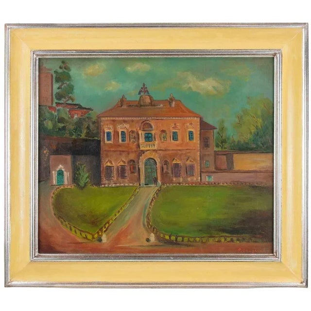 1960s Sirio Pellegrini, Villa, Oil Painting, 1960s For Sale - Image 5 of 5