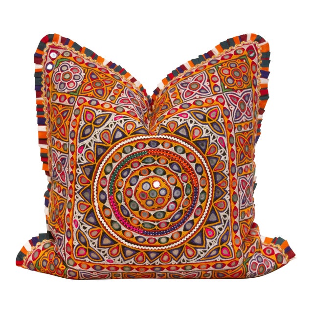 Kiara Rajasthani Embroidered Decorative Pillow For Sale