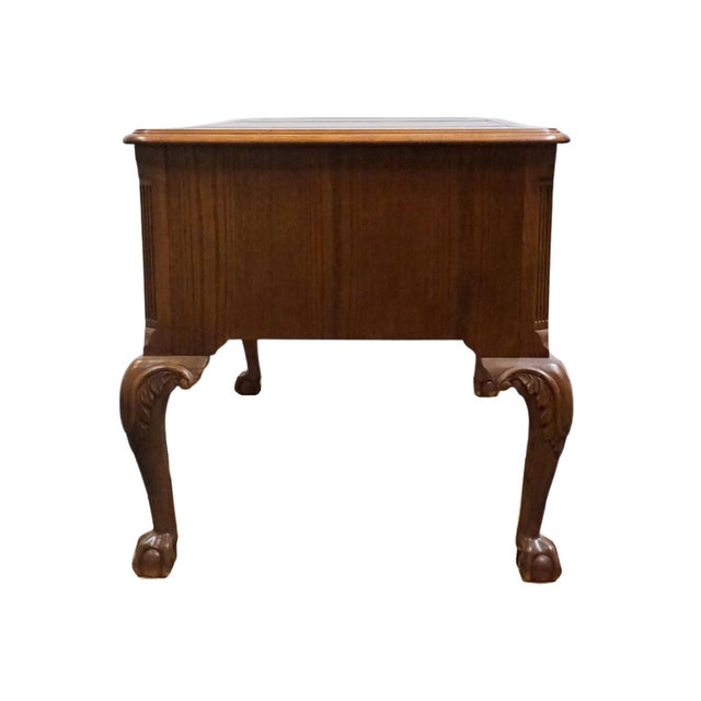 Hekman Furniture Solid Walnut Traditional Chippendale Style 58" Writing Desk W. Tooled Leather Top For Sale - Image 13 of 13