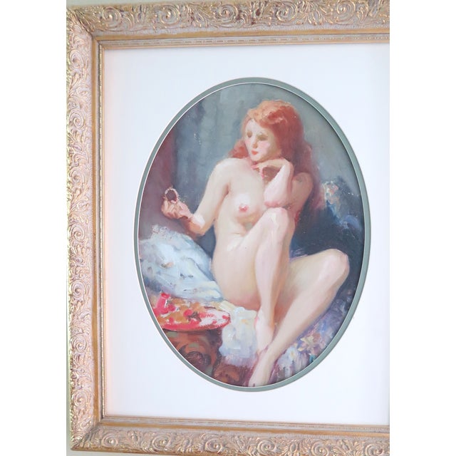Mid 20th Century Joseph Tomanek, (Czechoslovakian/American 1889-1974) Oil on Artist Board "Nude With Red Hair" - Signed For Sale In Miami - Image 6 of 13