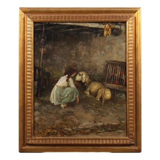 Cesare Laurenti, Rural Scene, Oil on Canvas, Framed For Sale