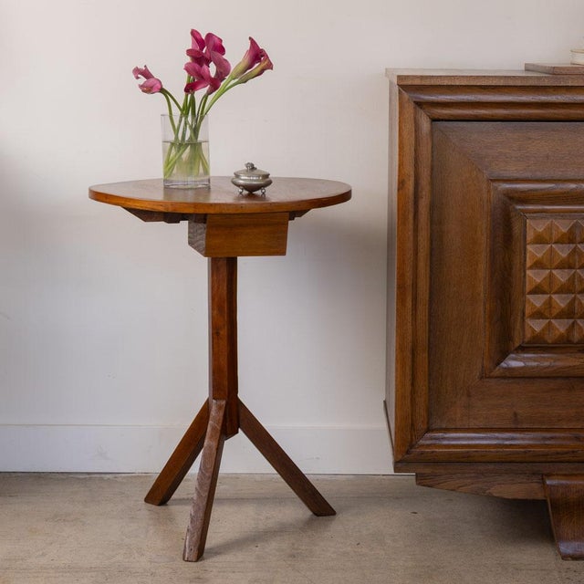 French 1950s French Wood Side Table For Sale - Image 3 of 12