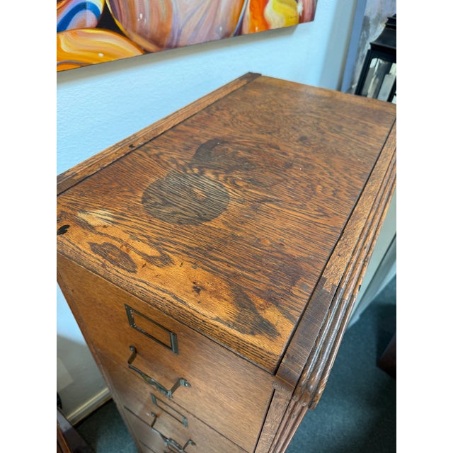 Quarter-Sawn Oak Four-Drawer Filing Cabinet, Vintage For Sale In San Francisco - Image 6 of 12
