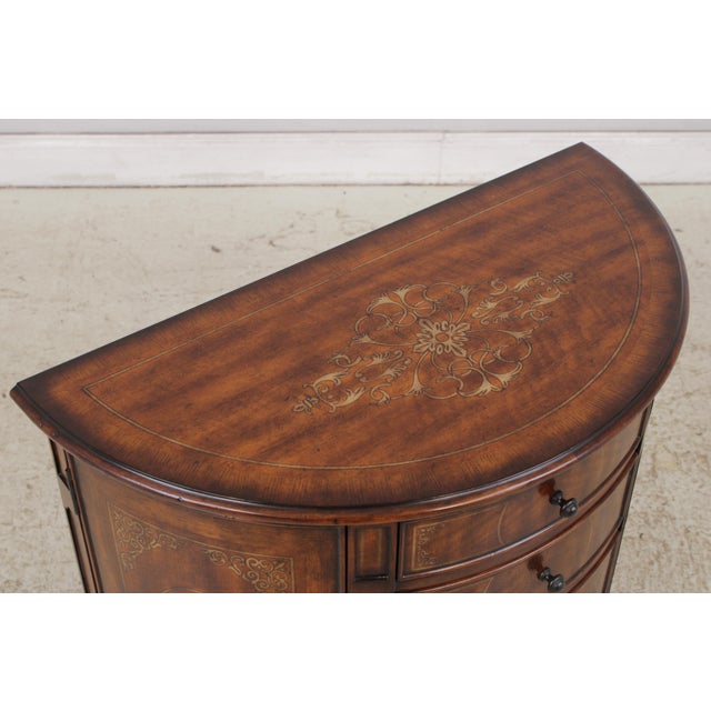 Wood Theodore Alexander 4 Drawer 2 Door Mahogany Demilune Cabinet For Sale - Image 7 of 18