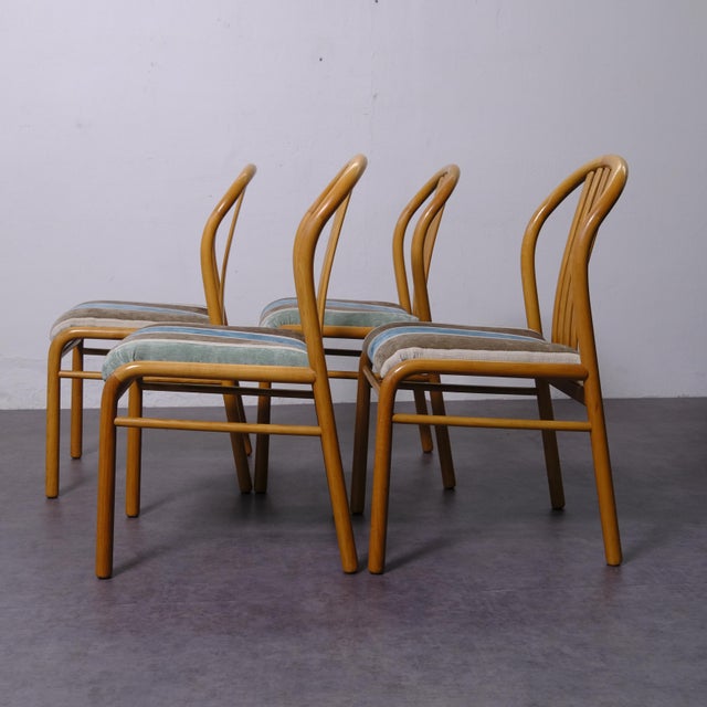 Vintage Wooden and Fabric Chairs, 1970s, Set of 4 For Sale - Image 13 of 17