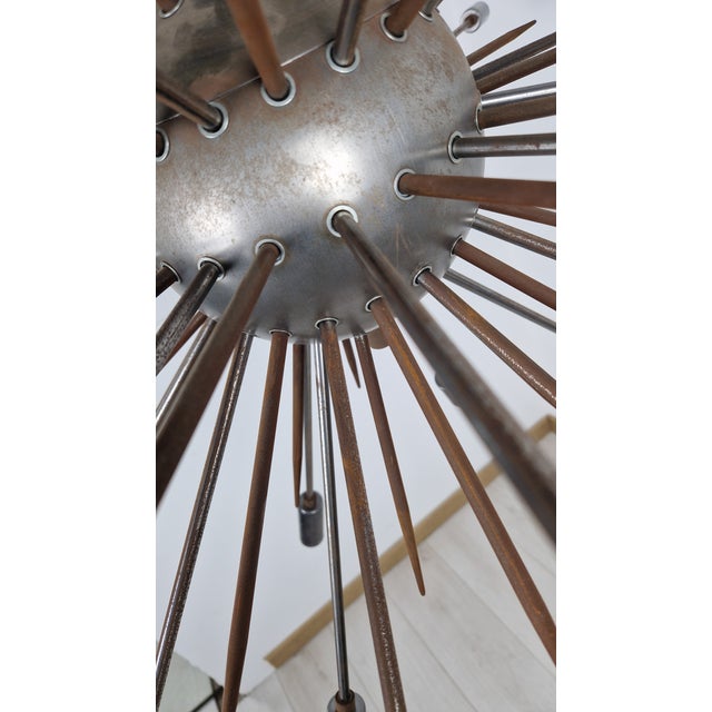 Brown Sputnik 40-Light Chandelier in Burnished Chrome with Punches from Stilnovo, 1960s For Sale - Image 8 of 13